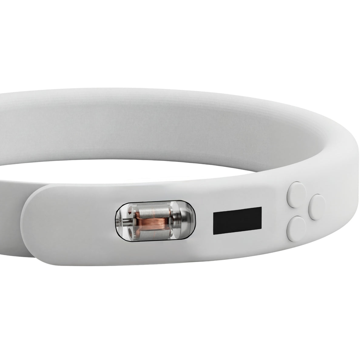 Close-up of the MetroBand wearable metronome headband highlighting the internal precision haptic motor