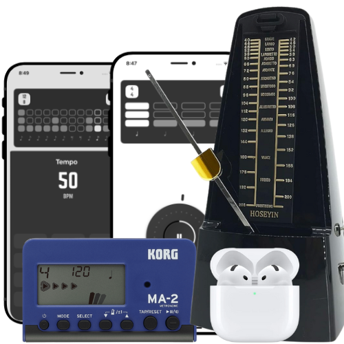 Collection of traditional metronomes and metronome apps representing outdated and distracting tempo tools